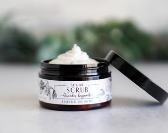 Sugar Scrub Body Polish- Exfoliating Lavender Oil Scrub, Handmade with coconut oil All Natural bath spa day self care stocking stuffers