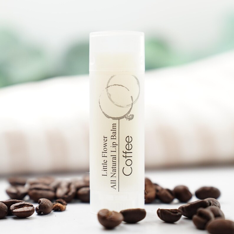 The Little Flower Soap Co - Almond Flavor Lip Balm - Natural Chapstick, Shea butter, Handmade Lip Care, Moisturizing Chapstick, Lip Butter Coffee