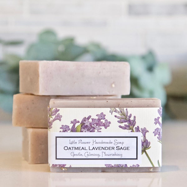 Oatmeal Lavender Sage Bar Soap - Handmade Soap, Natural Soap, Homemade soap, Natural skincare, soaps, essential oil soap, gift soap