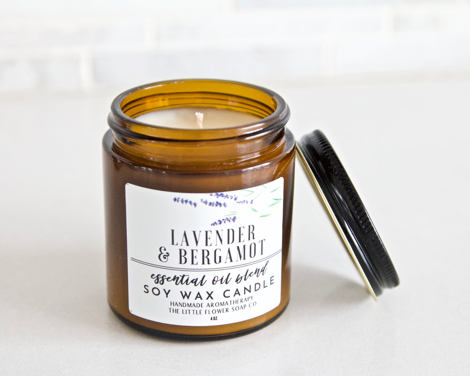 Basil & Bergamot Essential Oil Soy Candle / Available in White & Terracotta Ceramic