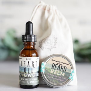 Beard Oil and Balm Gift bag stocking stuffer for men husband boyfriend son brother dad outdoorsman natural beard care kit Dopp kit for him