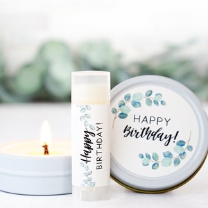 Happy Birthday Small Candle and Lip Balm Gift