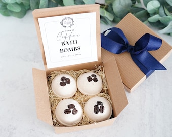 Bath Bomb Set of 4 Coffee Bath Bomb - gift set for her, wedding shower, gifts for women, spa gift set, gift for nurse gift idea for teacher