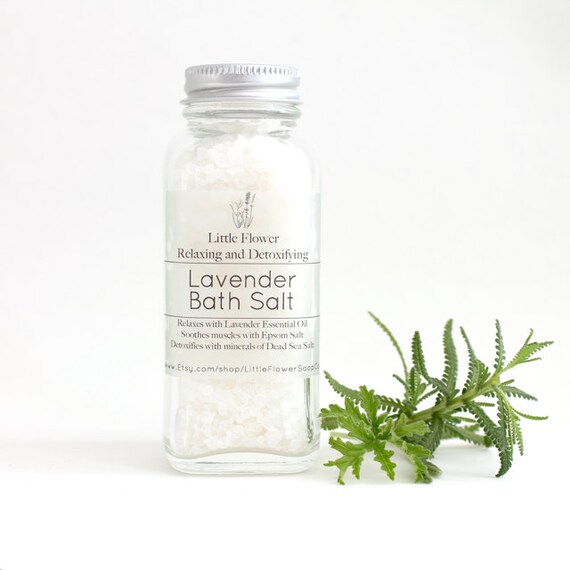 Bath Salts Lavender essential oil bath salt 4oz jar bath Etsy
