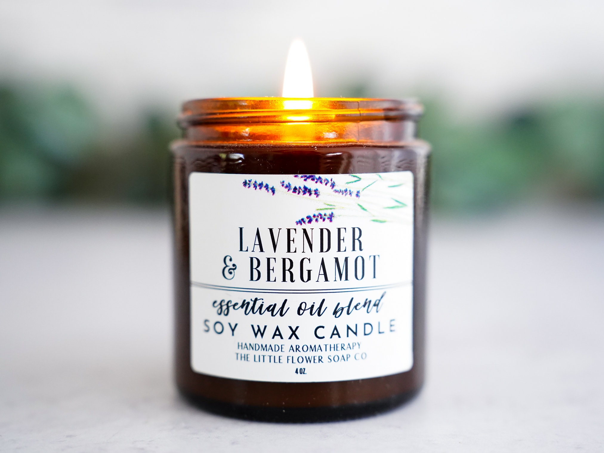 Handmade Candle Soy, Lavender Bergamot Essential Oil Soy Wax Candles - Natural Scented Candles, Aromatherapy Candle, Farmhouse Decor Custom