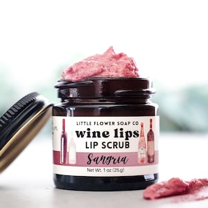 Sangria Sugar Lip Scrub Funny Wine Lover Gift Christmas Stocking Stuffer for women, Natural, Handmade Skincare and Wellness.