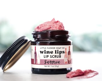 Sangria Wine Lips - Lip Rescue Exfoliating Lip Scrub 1oz Jar - all natural, exfoliating lip mask, lip rescue sugar scrub, handmade lip scrub