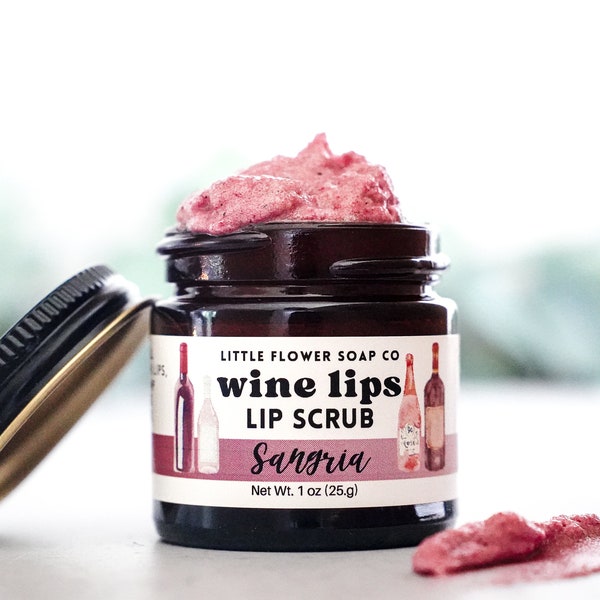 Sangria Sugar Lip Scrub Funny Wine Lover Gift Christmas Stocking Stuffer for women, Natural, Handmade Skincare and Wellness.