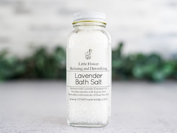 Lavender Bath Salts 4oz - Essential Oil Bath Salt, Botanical Bath Salts, Relaxation Gifts, All Natural, Bath Soak, Spa Gift, Gift for her