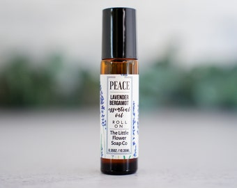 PEACE - Lavender Bergamot Natural Essential Oil perfume roll on, aromatherapy blend, handmade perfume, stocking stuffers for women, wife