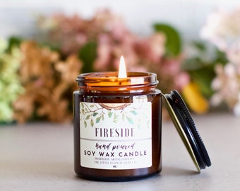Fireside 4oz Soy Candle - Aromatherapy candle, farmhouse decor, bathroom decor, housewarming gift idea