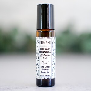 CLEANSE - Rosemary Lemongrass Natural Essential Oil perfume roll on, aromatherapy blend, handmade perfume, perfect gift for mom, natural