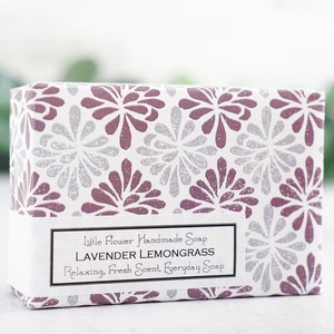 The Little Flower Soap Co Handmade Bar Soap Lavender Lemongrass essential oil artisan cold process soap 6oz BIG BAR