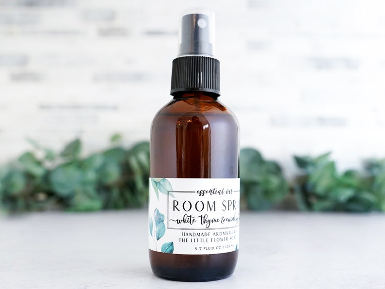 Lavender Bergamot Essential Oil Room Room Spray 4oz linen spray, lavender spray, body spray, housewarming gift, wife girlfriend WhiteThymeEucalyptus