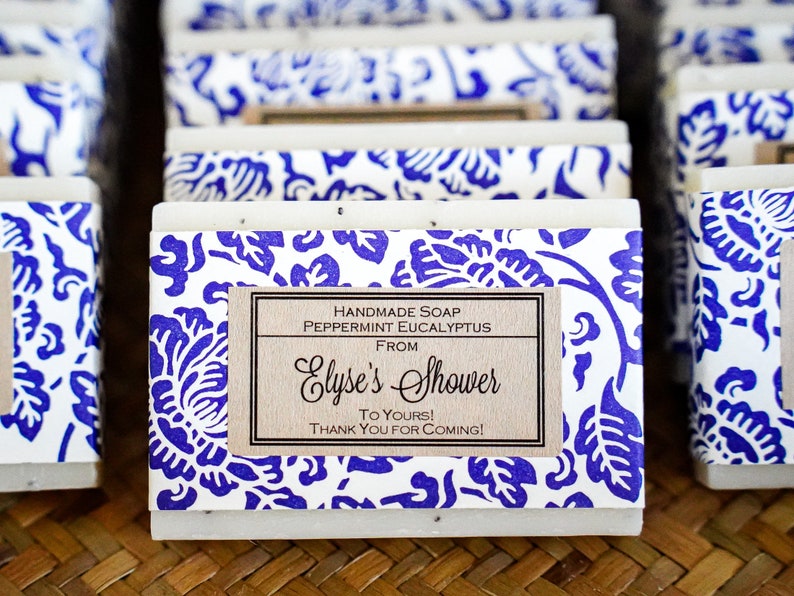 10 Customized Wedding Bridal Showers Favor Rustic Soap Gift Sets Natural Lip Balm Soap and bath salt Gift Set drawstring linen floral bag image 6
