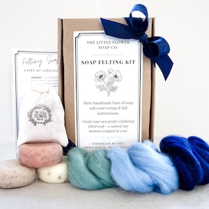 Soap Felting Kit - DIY Wool wrapped soap - Experience gifts and craft kits make your own felted bar soap x 3 – adult craft kit