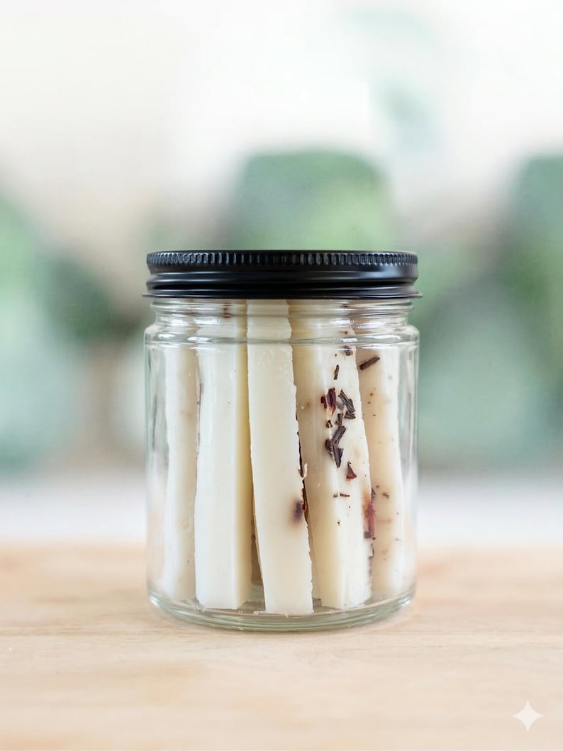 Handmade Soap Sticks in Jar – Guest Bathroom Cold Process Soap, Essential Oil Scented