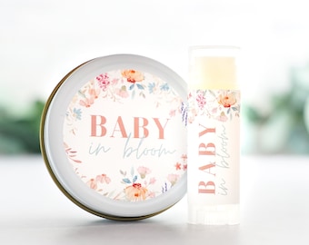 Baby In Bloom- Wildflower baby shower announcement party favors wild flower theme candle, soap, chapstick gifts