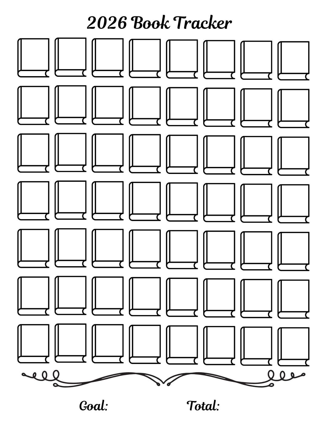 2026 Book Tracker Printable | Reading Challenge, Goal Sheet (PDF ...