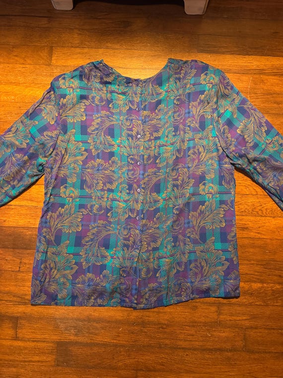 Vintage 1980s Pendleton Purple Patterned Blouse -… - image 5