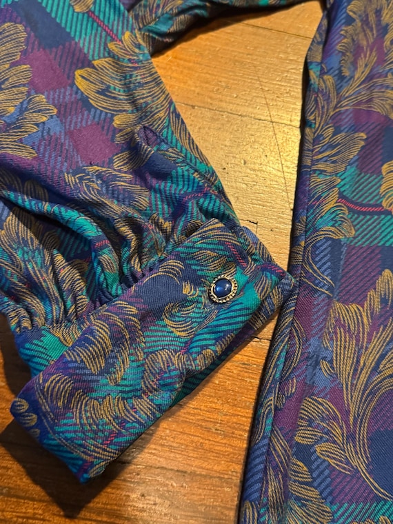 Vintage 1980s Pendleton Purple Patterned Blouse -… - image 4