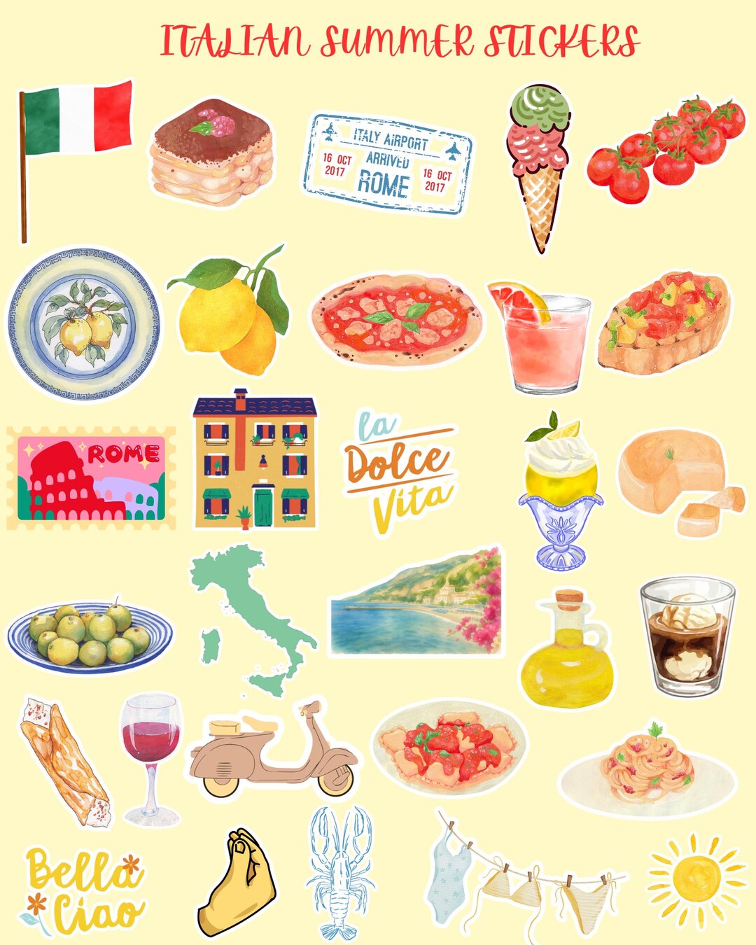 Italian Riviera Sticker 30 Italian Summer Stickers - Etsy