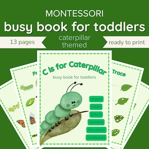 Druk boek, rustig boek voor peuters - rups-thema