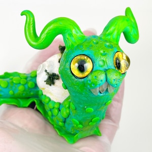 Snail Monster cute creepy sculpture ooak