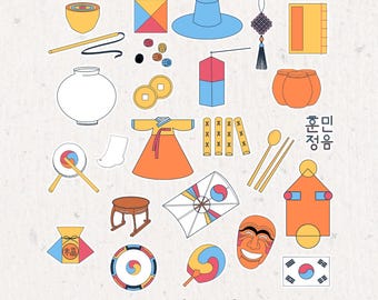 Korean Traditional Stickers | K-Culture Digital Planner Kit (Digital Download)
