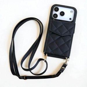 Leather Crossbody iPhone Case • Leather Wallet Phone Case with Strap • Elegant Hands-Free Case for iPhone 17 16 15 14 13