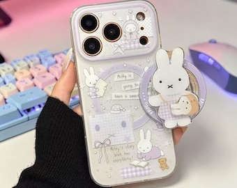 Cute Miffy iPhone Case • Lavender Bunny Phone Cover with Grip • Kawaii Coquette Case for iPhone 17 16 15 14 13 • Aesthetic Gift