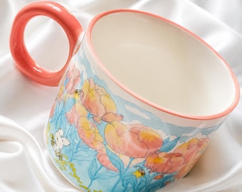 MUFU Mystery Mug Blind Box, taza de café de cerámica con diseño floral original (regalo sorpresa)