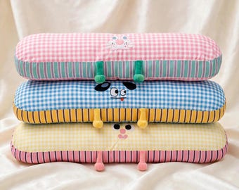 Almohada corporal larga de felpa, cojín cilíndrico a cuadros de 90 cm y 120 cm, almohada para abrazar, almohada kawaii, almohada suave y mullida para la cama, regalo.