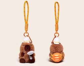Lindo llavero de felpa Mufu Capybara Baking Series, dije para bolso Kawaii Capybara, 5 estilos