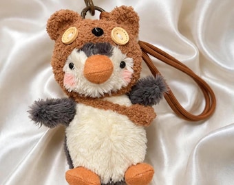 Llavero de peluche con disfraz de pingüino y oso de MUFU / Colgante de peluche suave de 12 cm para bolso