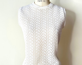 Vintage White Lace Sleeveless Top | Small