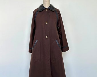 Bonnie Cashin Sills Brown Leather and Canvas Swing Coat | Small