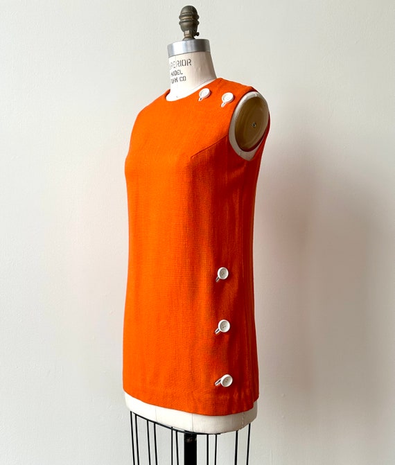 Vintage 1960s Mod Orange Sleeveless Shell | Small - image 2