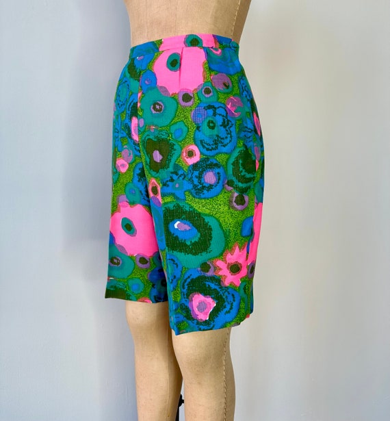 Vintage 1960s Neon Floral Shorts | 28” Waist - image 3