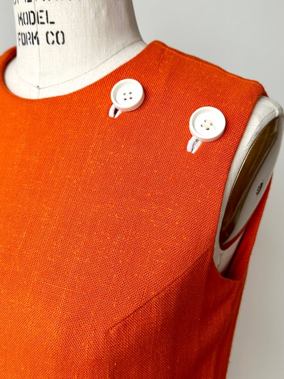 Vintage 1960s Mod Orange Sleeveless Shell | Small - image 6