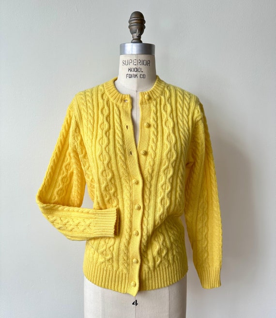 Vintage 1960s Bright Yellow Wool Cardigan | S-M - Etsy