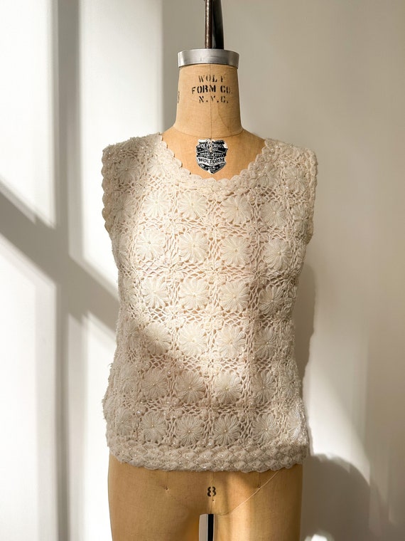 Vintage Cyn Les Wool Beaded Top | S-M