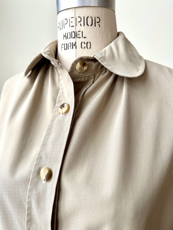 Vintage 1960s Khaki Shirt by Greta for Teal Train… - image 6