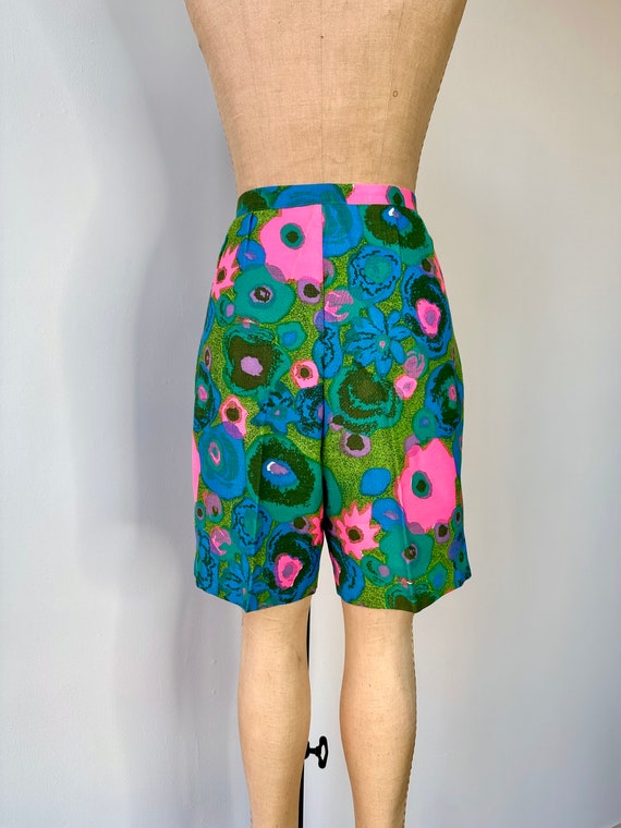 Vintage 1960s Neon Floral Shorts | 28” Waist - image 4
