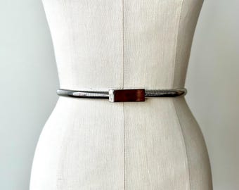 Vintage Silver Stretch Metal Belt | 35”-42”