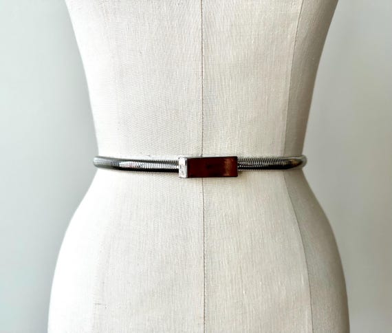 Vintage Silver Stretch Metal Belt | 35”-42” - Etsy display picture 1