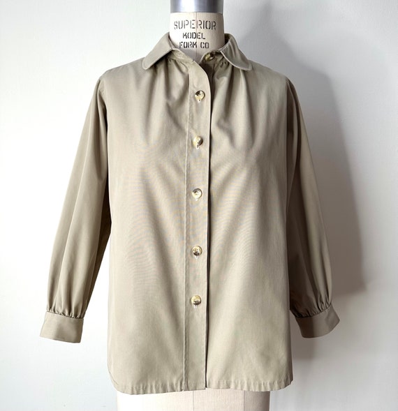 Vintage 1960s Khaki Shirt by Greta for Teal Train… - image 7