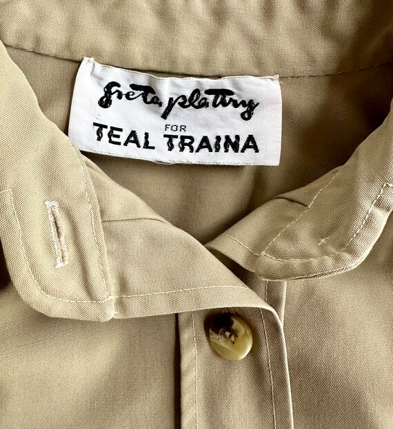 Vintage 1960s Khaki Shirt by Greta for Teal Train… - image 5