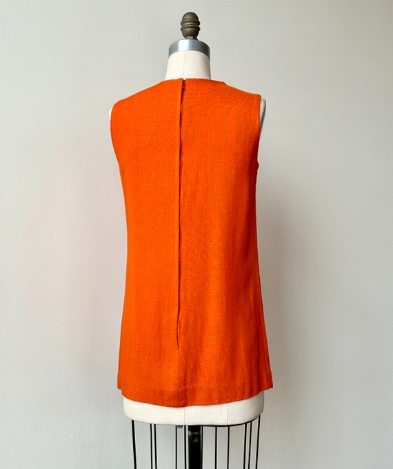 Vintage 1960s Mod Orange Sleeveless Shell | Small - image 4