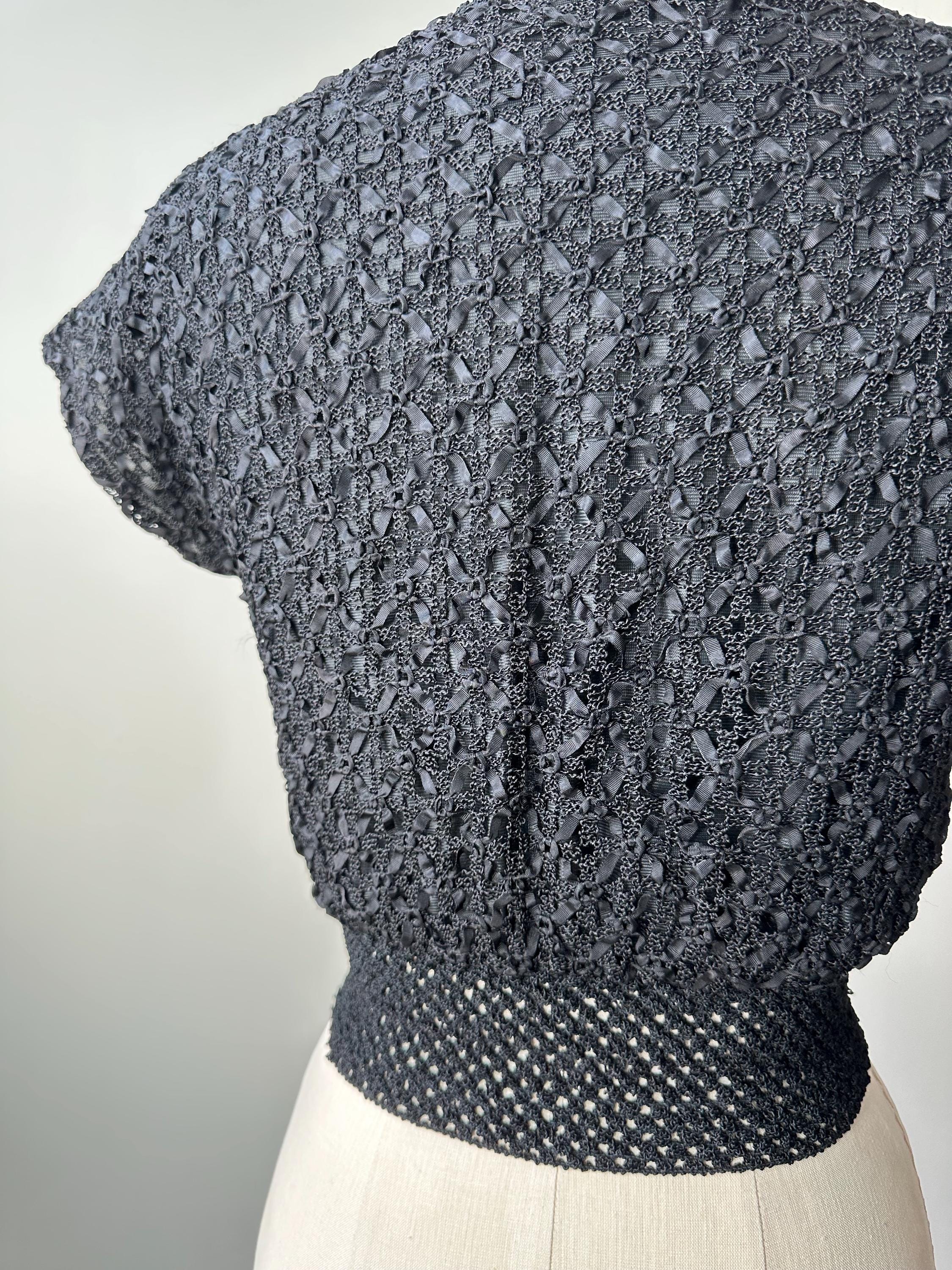 Vintage Ribbon Knit Top | XS/S - Etsy